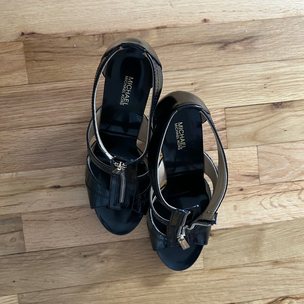Michael Kors Black Patent Leather Sandals